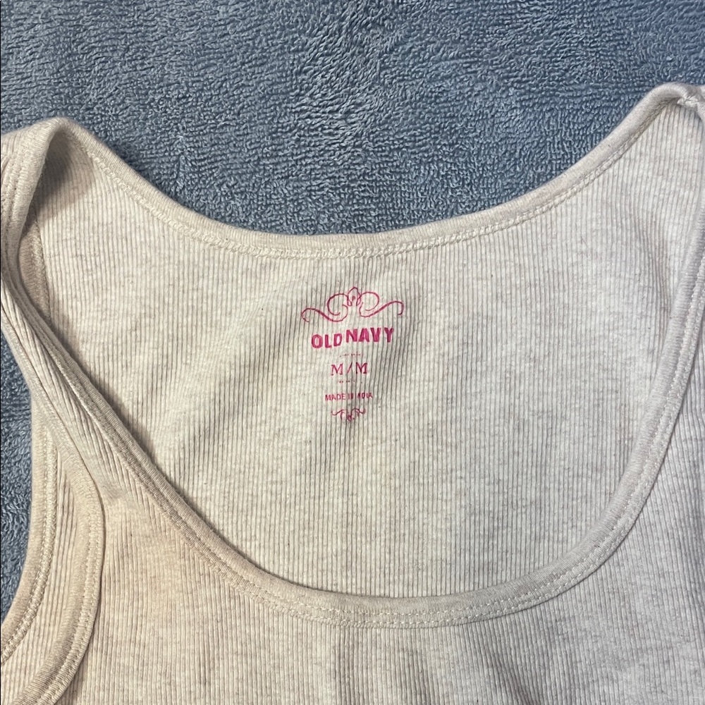 Old Navy Cream Ribbed Tank Top - Picture 2 of 4